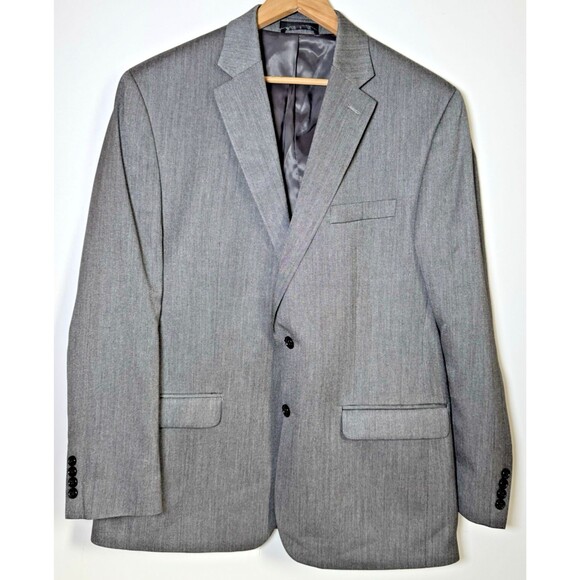 Lauren Ralph Lauren Mens 44R Gray Herringbone Suit Jacket Blazer Classic Fit - Picture 1 of 15
